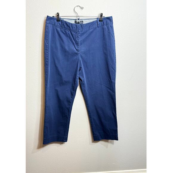 Talbots pants Navy Blue stretch cotton chino straight leg &  pockets Sz 12 Curvy - Picture 2 of 8